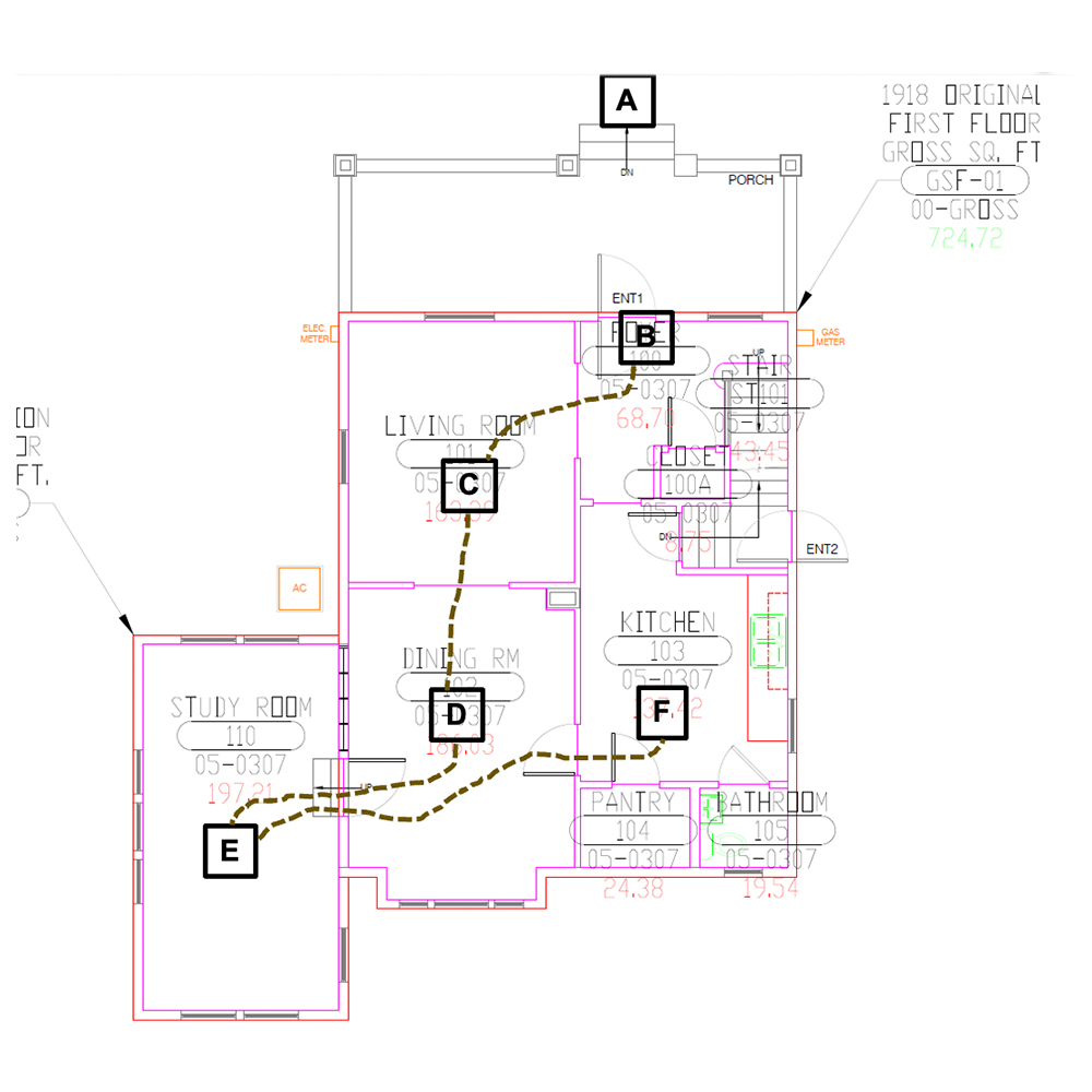 map of 605 Melrose, first floor