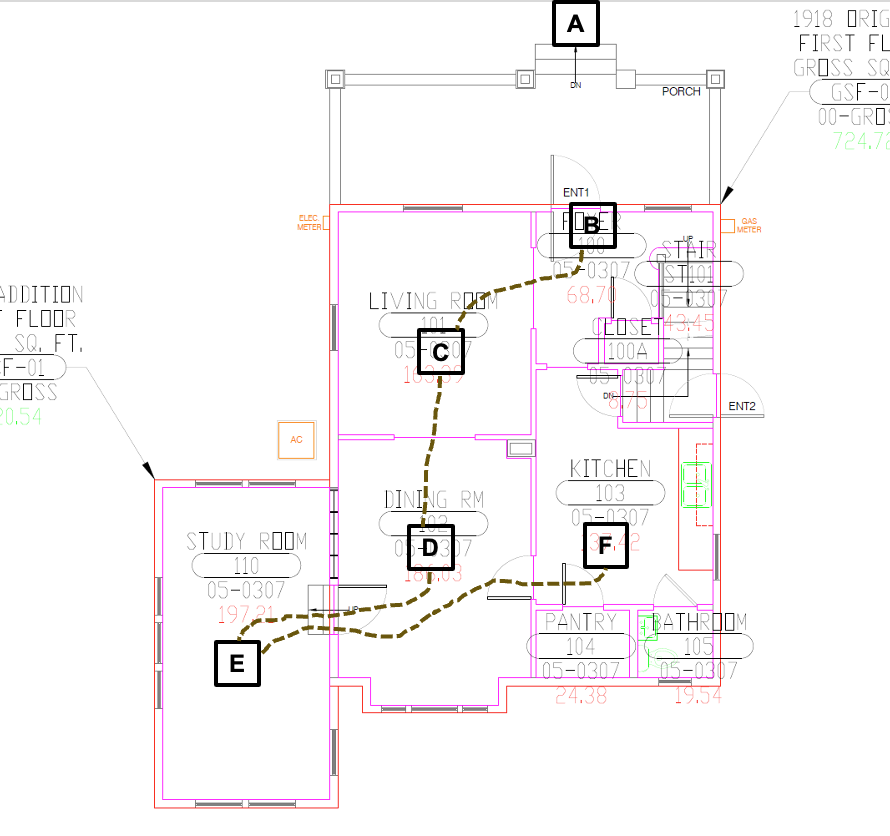 image of the first floor map, 605 melrose