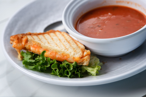 Soup and sandwich from The Filling Station