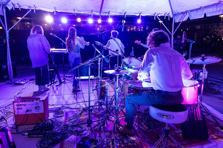 Local band One More Hour performs during a talent showcase hosted by SCOPE Productions