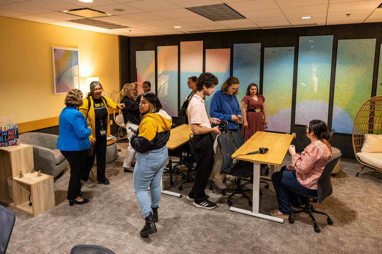 Students and staff visit the newly opened Student Disability Services Lounge and President Wilson