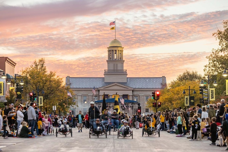 view of the pentacrest during homecoming